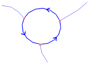 Roundabout object with 3 connected roads